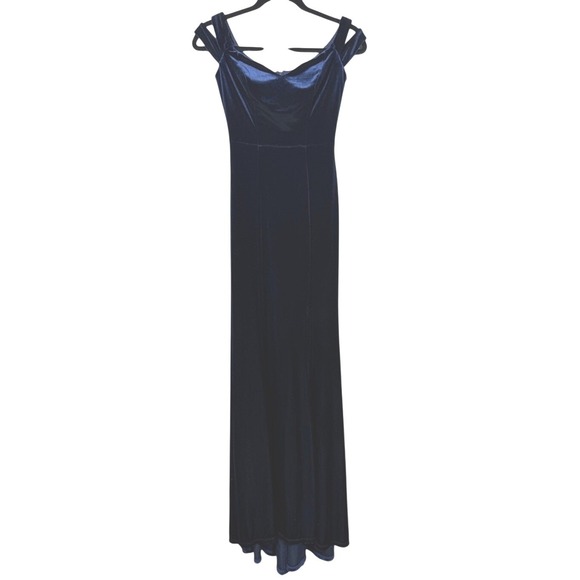 tony & catherine Dresses & Skirts - Velvet Evening Gown Formal Floor Length Royal‎ Blue Spaghetti Strap 6
